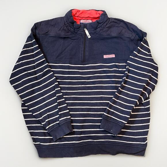 Vineyard Vines Men’s XL Navy Striped Quarter Zip Pullover Sweatshirt Cotton - Picture 1 of 4